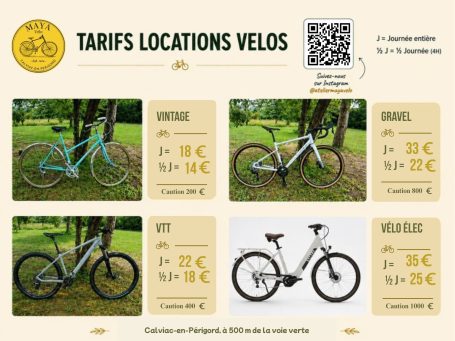 Tarifs location vélo Périgord Tarifs location vélo voie verte Dordogne